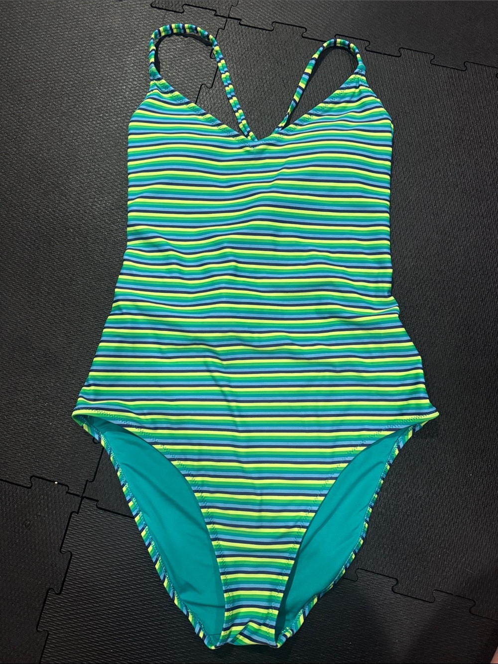aerie Green & Blue Striped One-Piece Swimsuit
